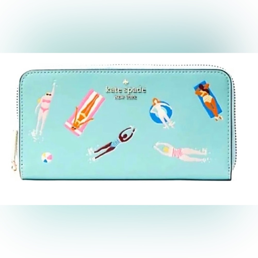 NWT Kate Spade Poolside Leather Large Continental Wallet Luxe Summer Playful